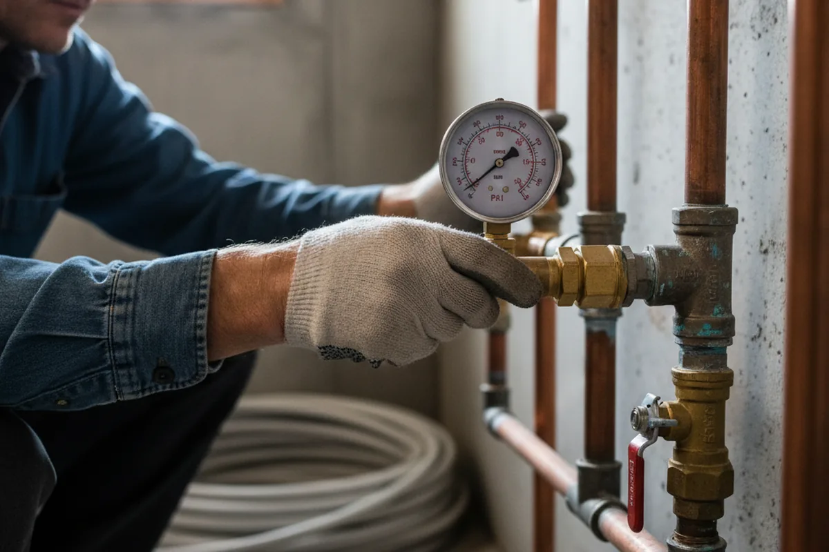 Pressure testing a repaired line during Water Line Repair in San Lucas
