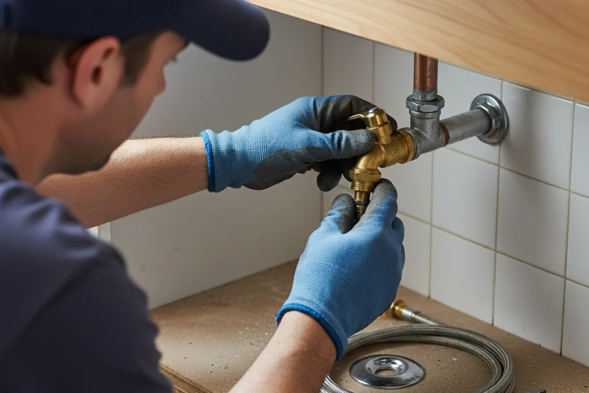 Shutoff valve and fitting work during Burst Pipe Repair in San Lucas